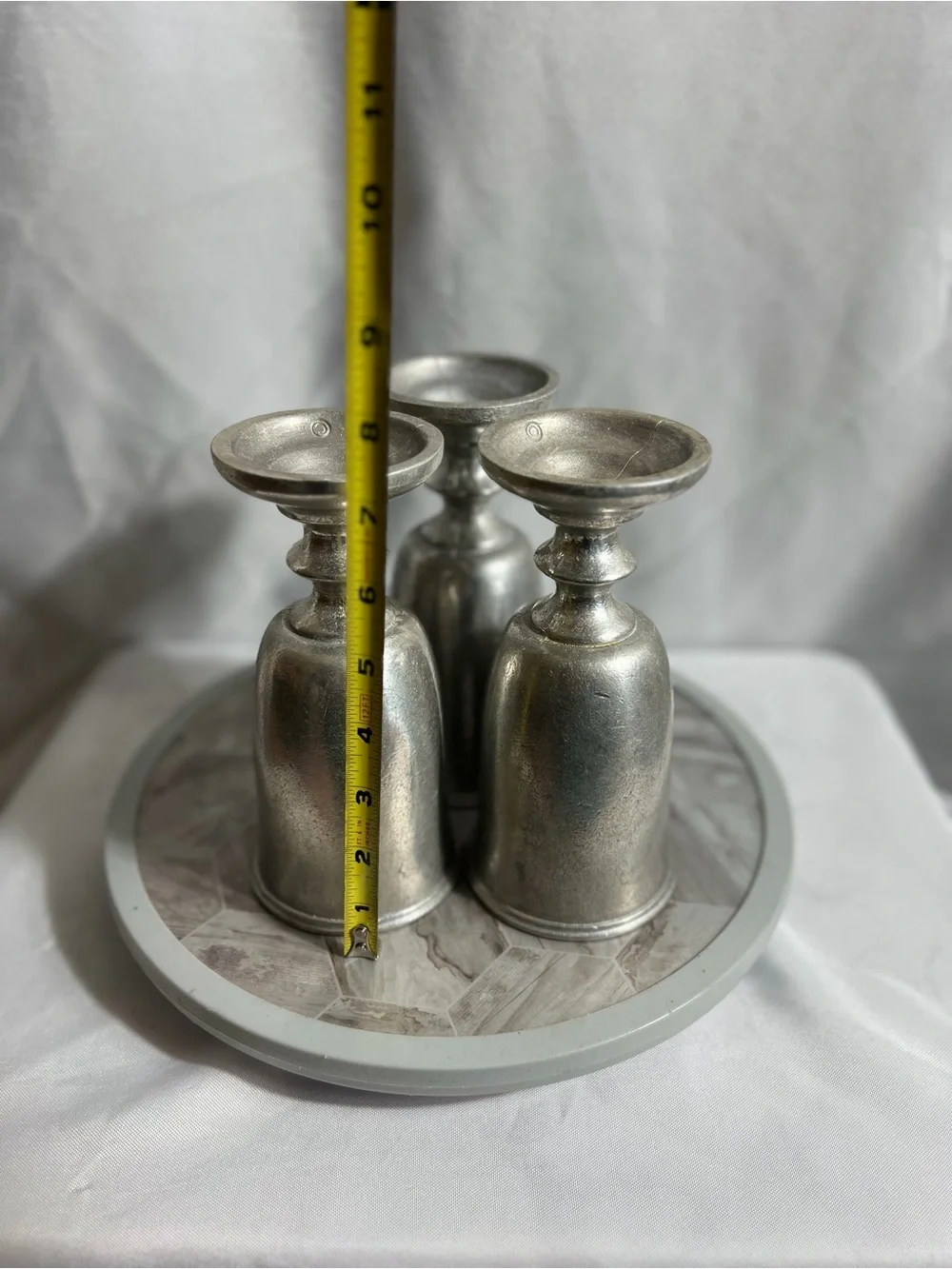 Set of 3 Silver Tone Pedestal Goblets Chalices Vintage Style Home Decor